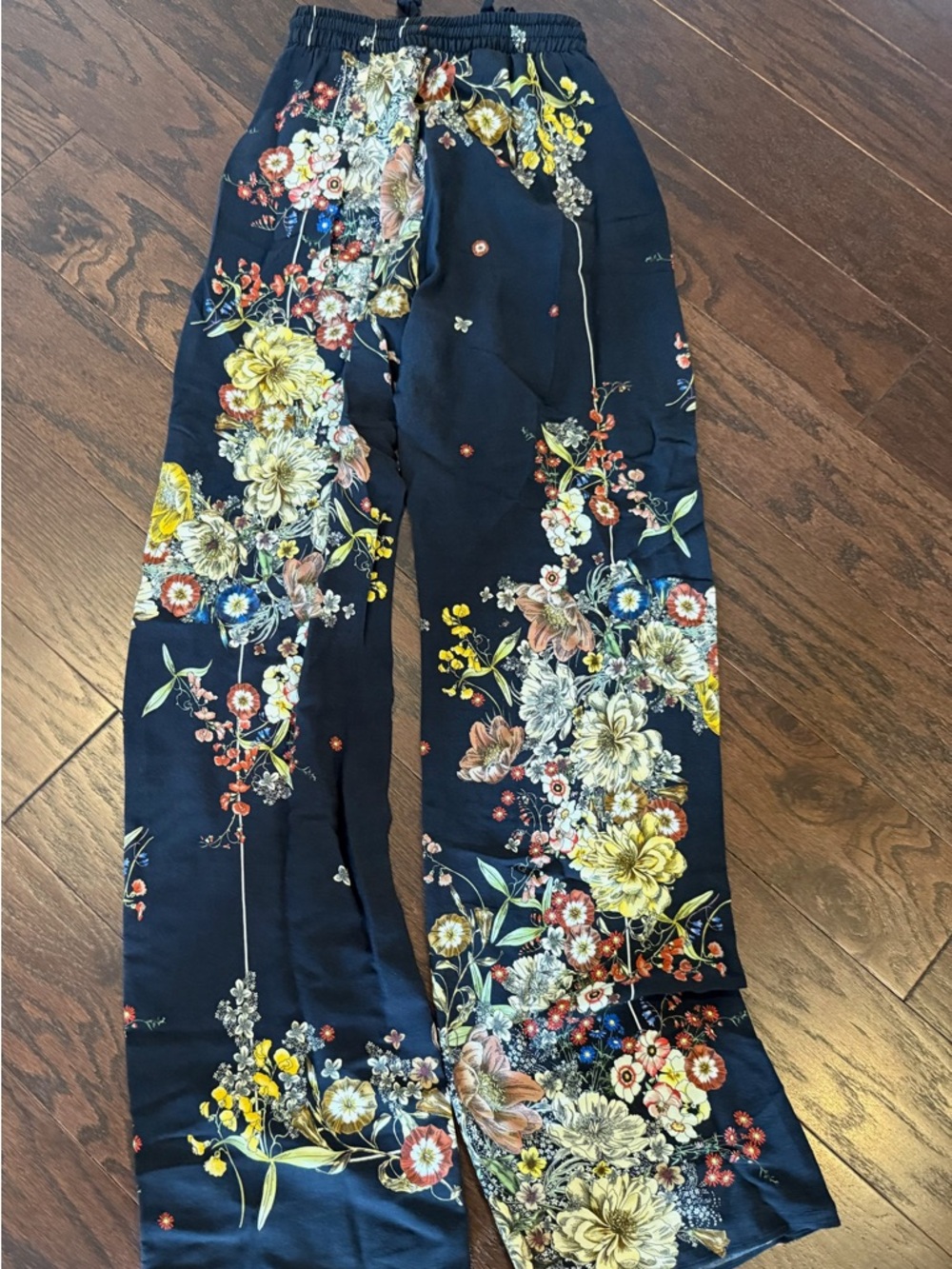 Navy Floral Wide-Leg Lounge Pants